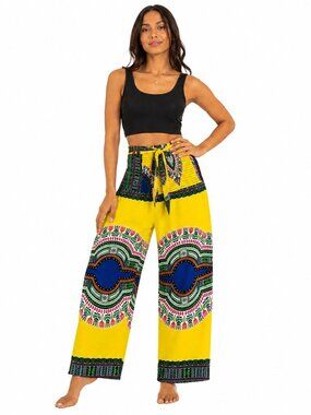 Women's Dashiki Palazzo Pants One Size Fit All 100% Cotton African Dashiki Pants
